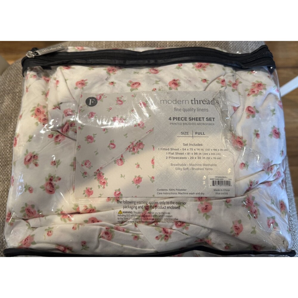 Modern Threads Silky Soft Microfiber Wrinkle Free Sheets Pink Floral Full Set